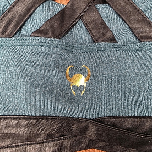 Marvel Loki Sports Bra Womens Small Teal Black Strappy Crossback Her Universe - Picture 7 of 7